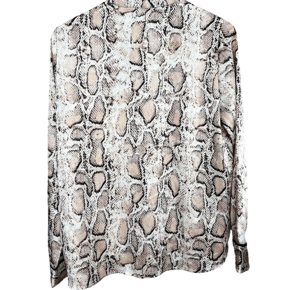Tristan | Women's Serpentine Blouse Animal Snake Print Long Sleeve V-neck Top - Picture 5 of 8